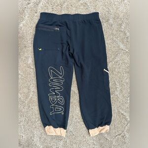 RARE - ZUMBA Fitness Black and metallic Rose Gold Capri Sweat Pants